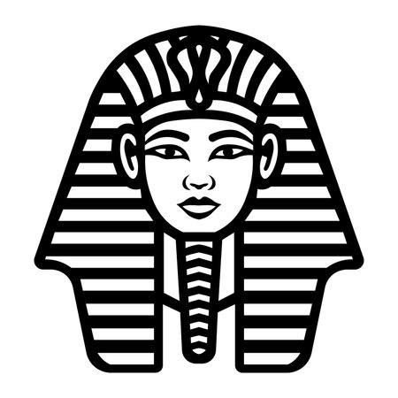 black vector pharaoh icon isolated on white backgroundのイラスト素材
