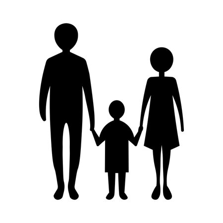 black vector family icon isolated on white backgroundのイラスト素材