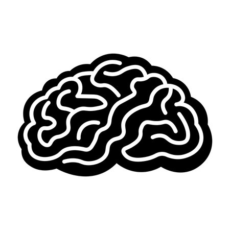 black vector brain icon isolated on white backgroundのイラスト素材