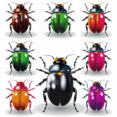 Bugs bottles set vector illustration isolated on whiteのイラスト素材