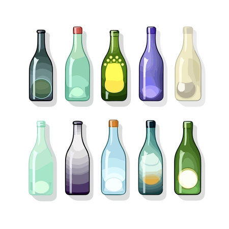 Glass bottles set vector illustration isolated on whiteのイラスト素材