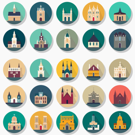 Church set vector illustration isolated on whiteのイラスト素材
