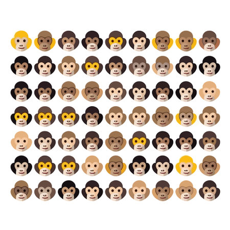 Monkeys set vector illustration isolated on whiteのイラスト素材