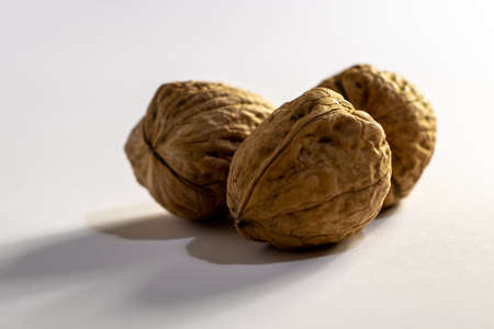 closed walnut on white background