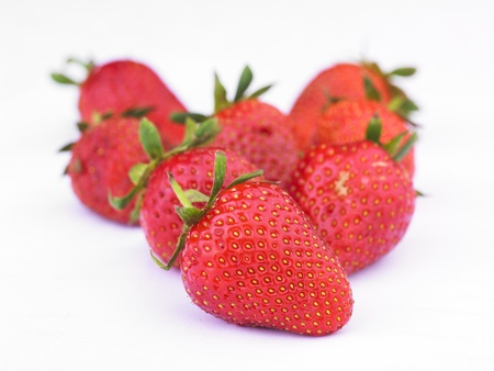 One Red Strawberry Fruit On White Backgroundの写真素材