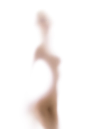 Sexy woman body silhouette behind the blurred glass, white backgroundの写真素材