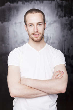 Good Looking Man in white shirt and jeansの写真素材
