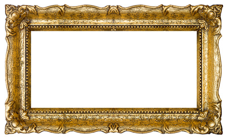 Verry Big Old Gold picture frame, isolated on white - extra large file and quality - 33mpxの写真素材