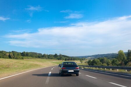 Highway Road through the middle of Serbiaの写真素材