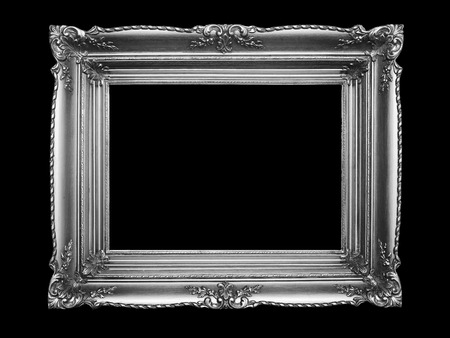 Old Silver Picture Frame Isolated On Black Background, Design Element, Photograph, Paintings, Photographyの写真素材