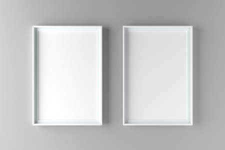 Two fundamental and elegant mock up poster on wall. 3D illustration renderの写真素材