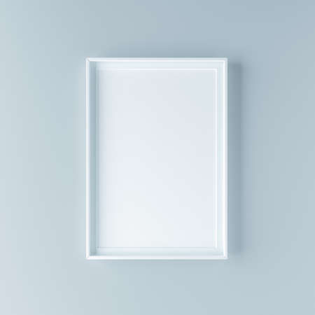 Minimalistic frame for picture standing on wall. Design element. 3D render stock photoの写真素材