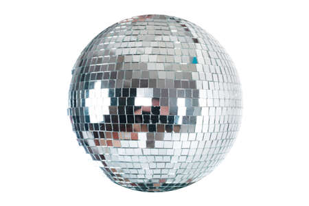Shining Disco Ball dance music event equipment isolated on white backgroundの写真素材