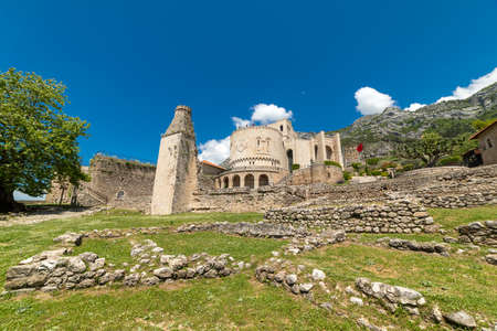 Kruja, Kroja, Kruja, Kruj, KrujÃ« - Skenderbeg castle and museum in town and a municipality in north central Albaniaのeditorial素材