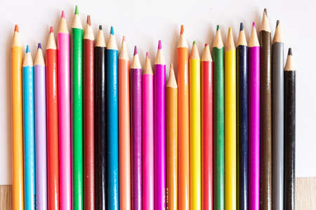 Colorful Wooden Crayons on white background stock photoの写真素材