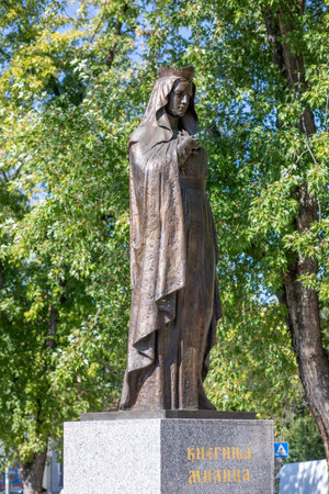 Bronze monument of Princess Milica, wife of Prince Tzar Car Lazar Hrebeljanovic, founder of city Krusevac, Serbiaのeditorial素材