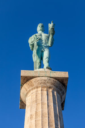 Famous Belgrade landmark and unofficial symbol ofthe city: Victor Monument (Serbian: Spomenik pobedniku). Located in Kalemegdan Fortress, it was created by most famous Jugoslavian sculptor, Ivan Mestrovicの写真素材