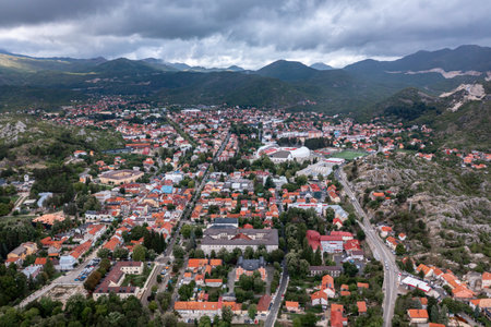 Panorama of Cetinje,  former royal capital city of Montenegroの写真素材