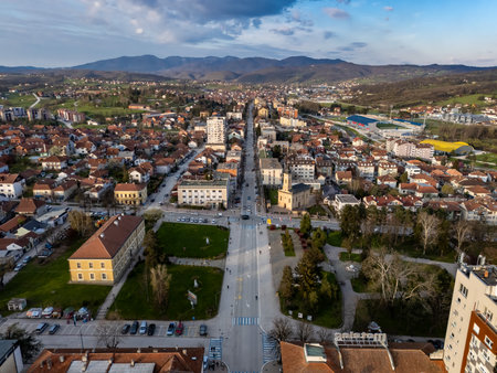 Aerial panorama of Gornji Milanovac, Serbiaの写真素材