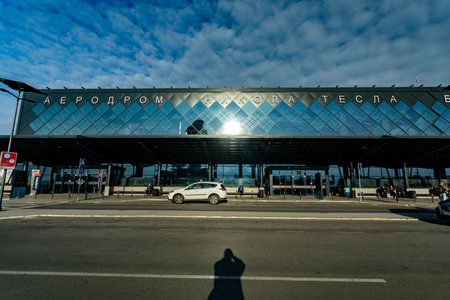 International Airport Nikola Tesla in Belgrade, Serbia, departures gateの写真素材