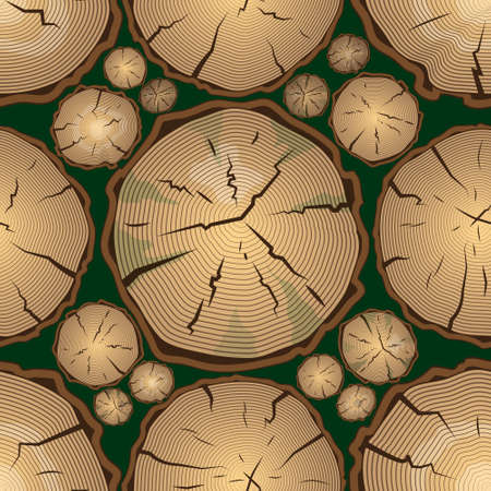 Seamless Pattern with Tree Rings. Vector backgroundのイラスト素材