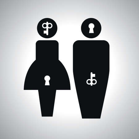 Abstract Creative concept vector unusual lovely couple silhouette of a man and a woman. For Web and Mobile Applications, Illustration template designのイラスト素材