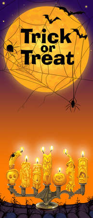 Card invitation to the celebration of Halloween. Raster illustration. Vertical  flyerの写真素材
