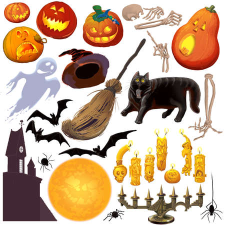 Halloween icon set.  Raster illustrationの写真素材