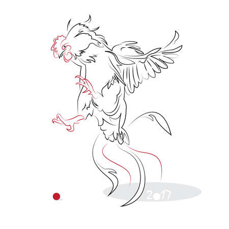 Chinese new year 2017 (Rooster year). Greeting or invitation card for the holiday. Vector illustrationのイラスト素材