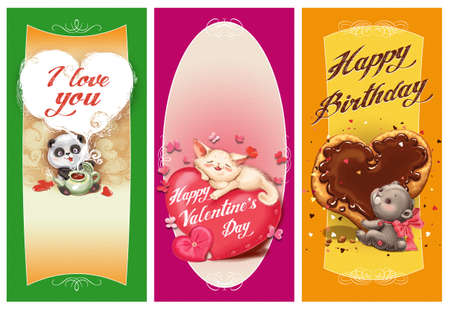 Cards for the Holidays Valentine's Day and Birthdayの写真素材