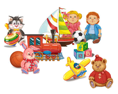 Set toys for a child's room. Raster illustrationの写真素材