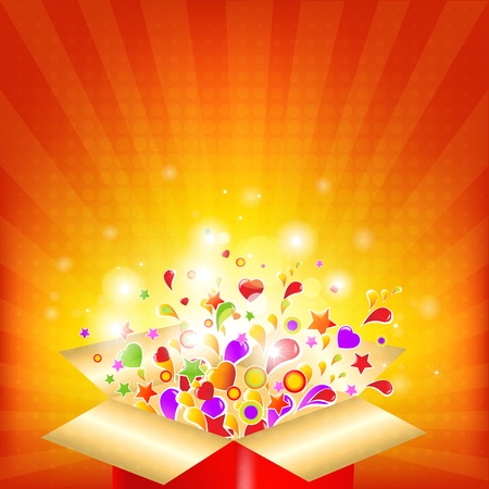 Colorful Gift Red Box, Vector Illustrationのイラスト素材