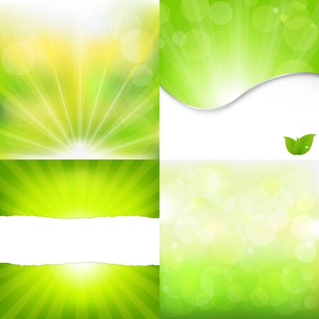 4 Green Nature Backgrounds, Vector Illustration
のイラスト素材