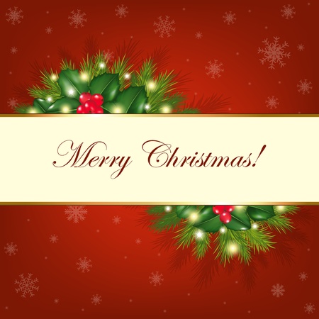 Merry Christmas Background With Fur Trees, Vector Illustrationのイラスト素材
