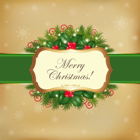 Merry Christmas Card With Garland, Vector Illustration
のイラスト素材