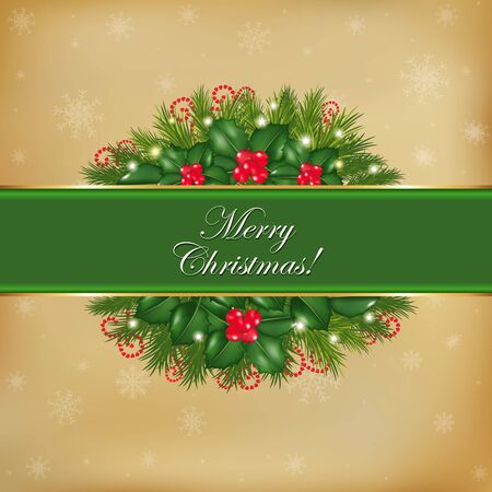 Merry Christmas Old Card, Vector Illustrationのイラスト素材