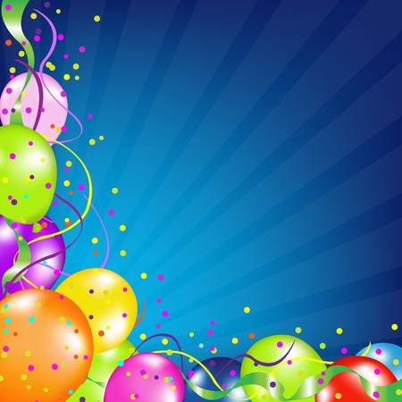 Birthday Background With Balloons And Sunburst, Vector Illustration
のイラスト素材