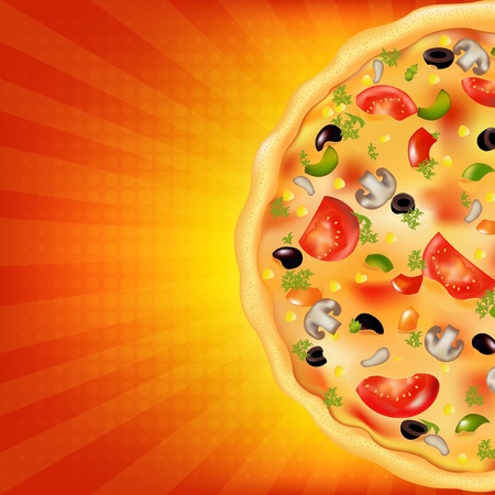 Pizza Poster With Sunburst, Vector Illustration
のイラスト素材