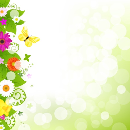 Flower With Grass And Flowers Illustrationのイラスト素材