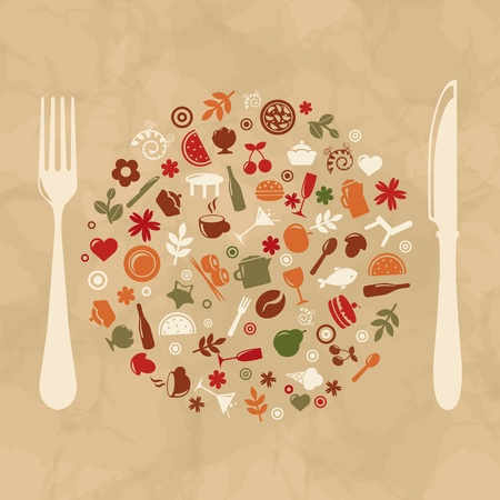 Vintage Restaurant Design, Old Paper, Vector Illustrationのイラスト素材