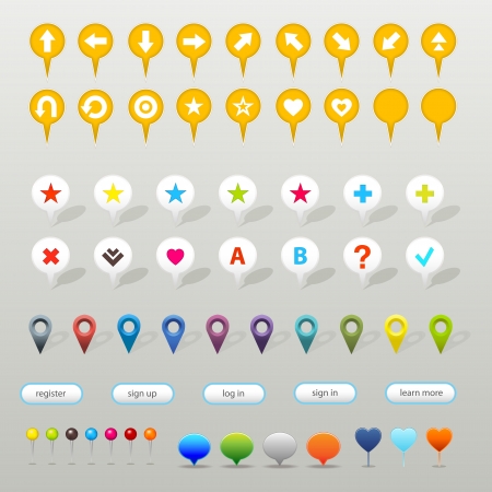 Big Map Set, Isolated On Grey Backgroundのイラスト素材