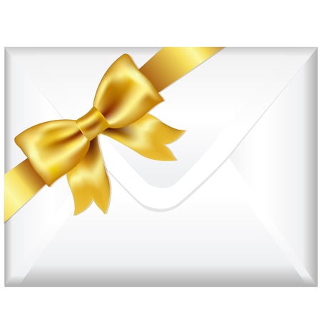 Envelope Face With Golden Bow, Isolated On White Background, Vector Illustrationのイラスト素材