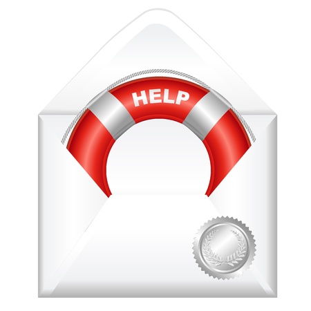 Open Envelope With Red Life Buoy, Isolated On White Background, Vector Illustration
のイラスト素材