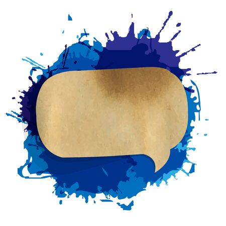 Blue Grunge Blob With Speech Bubble, Isolated On White Background Illustrationのイラスト素材