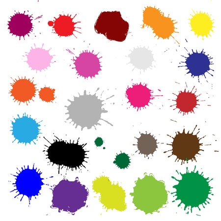 Big Set Color Blobs Stains, Isolated On White Background, Illustrationのイラスト素材