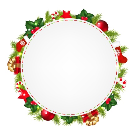 Speech Bubble With Christmas Icons With Gradient Mesh, Vector Illustrationのイラスト素材