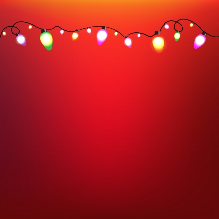 Colorful Bulb Garland With Gradient Mesh, Vector Illustrationのイラスト素材