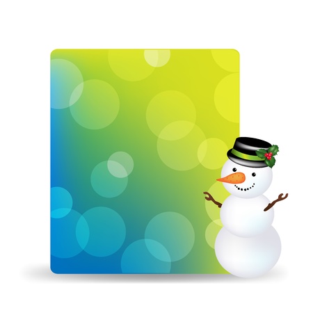 Blank Gift Tag With Snowman And With Cap, Isolated On White Background With Gradient Meshのイラスト素材