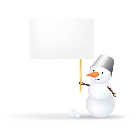 Christmas Snowman With Announcement, Isolated On White Background With Gradient Meshのイラスト素材