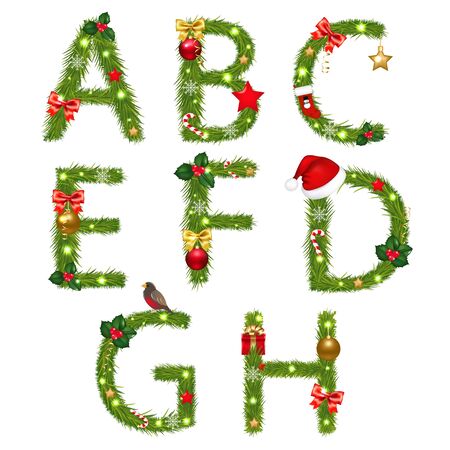 Christmas Alphabet Isolated On White Background, With Gradient Mesh, Illustrationのイラスト素材
